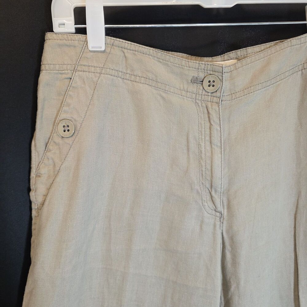 Chico's Linen Pants Size 0 US 4 Small Light Brown Wide Leg Coastal Beach Casual - Picture 2 of 11